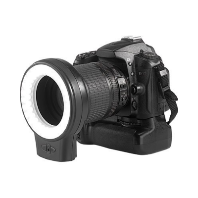 Lampe ronde LED pour photo et vidéo - 60 LED -  Se fixe sur le sabot du flash ou l'objectif