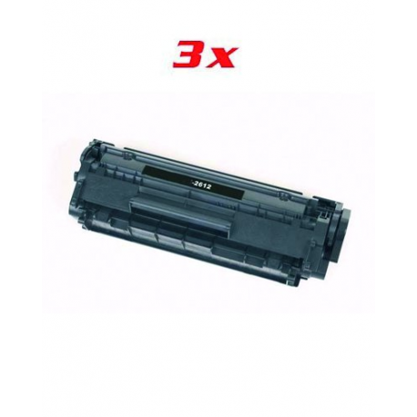 3 Toners compatibles HP - Q2612A - pour imprimantes Laserjet 1010, 1012, 1015, 1018, 1020, 3015, 3020, 3030, 3055, M1005