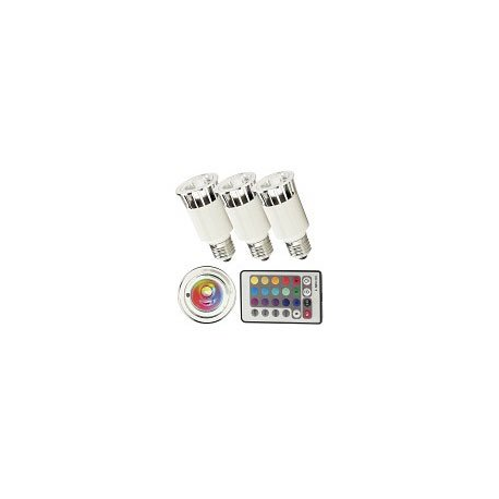 3 Ampoules LED E27 multicolore RVB + télécommande