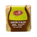 Savon naturel d'Alep sans colorant à 24% d'Huile de baies de laurier - 200 g