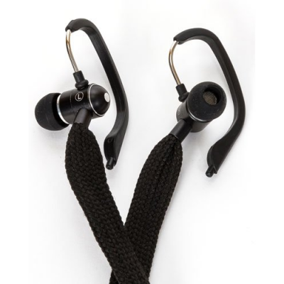 Écouteurs intra-auriculaires avec cordon lacet pour éviter les noeuds - Noir