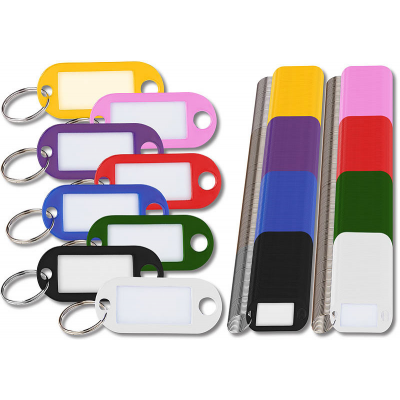 Portes-clés en plastique de couleur étiquettes personnalisables