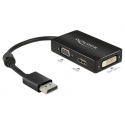 Adaptateur displayport 1.1 mâle vers vga / hdmi / dvi femelle passif noir