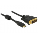 Câble mini hdmi mâle vers dvi 24+1 mâle delock 83582