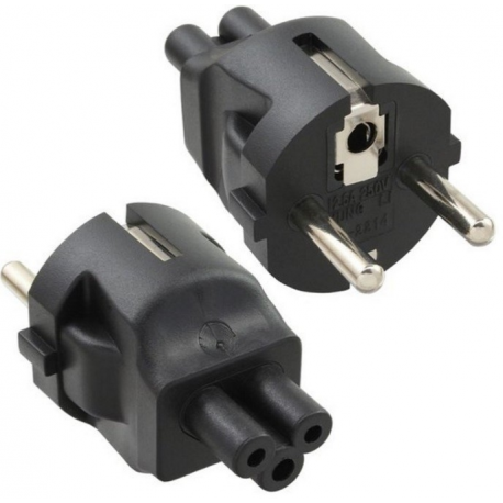 Adaptateur secteur 230v mâle 2p+t vers iec trèfle mâle