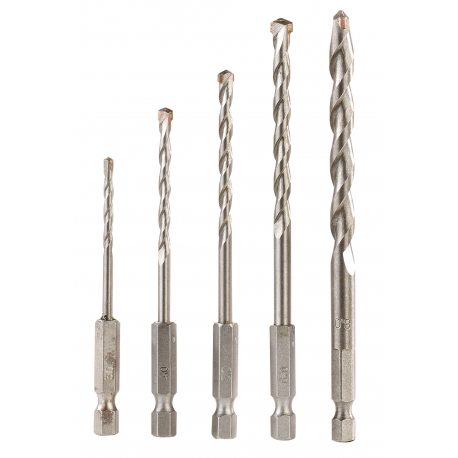 Pack de 5 forets hss pour métal, à bois ou à béton (3 à 8 mm)