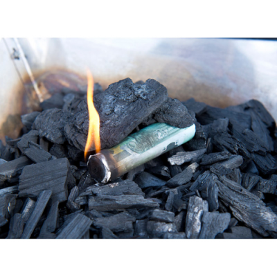 Allume-feu écologique forme rouleau de billets de 100 pour barbecue