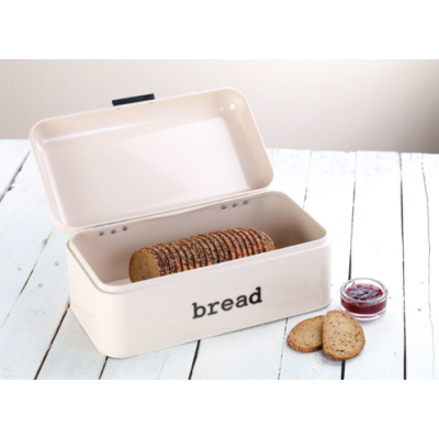 Boîte à pain design rétro 40's, 100% métal couvercle rabatable