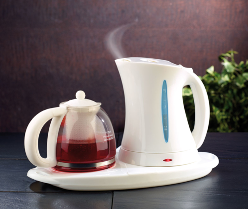 Bouilloire électrique plaque chauffante et filtre à thé intégré