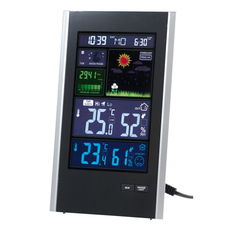 Station météo couleur intérieur/extérieur sans fil température humidité  baromètre thermomètre hygromètre bureau électronique horloges de table  prévisions météo avec capteur extérieur 