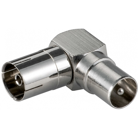 Adaptateur coaxial mâle vers coaxial femelle coudé goobay