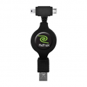 Câble usb vers mini et micro usb 2 en 1 (1m) enrouleur retrak