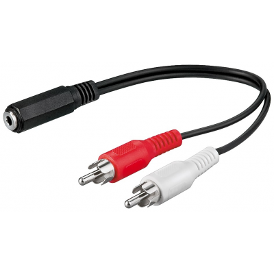 Câble rallonge audio jack 3.5 mm femelle vers cinch mâle (20 cm) goobay