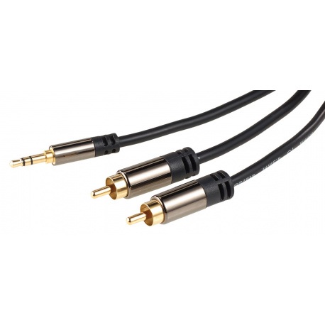 Câble audio stéréo premium cinch, double blindage et dorure 24carats