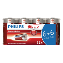 Pack de 12 piles alcalines lr14 type c philips longue durée