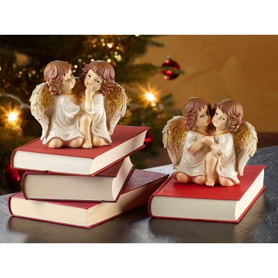 2 duos d'anges de noël décoratifs