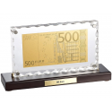 Billet de 500 euros doré dans présentoir : décoration bling