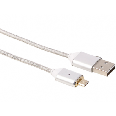 Câble micro usb tressé blanc dongle magnétique 1m