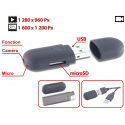 Caméra de surveillance furtive hd dans clé usb micro sd