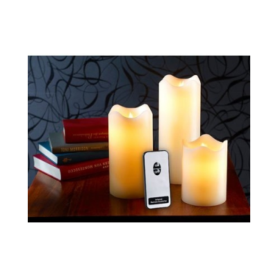 3 bougies à led en cire véritable télécommande, 3 formats