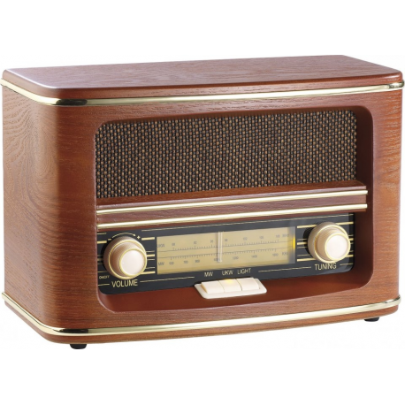 Radio design rétro en bois, signal fm ou dab numérique par auvisio