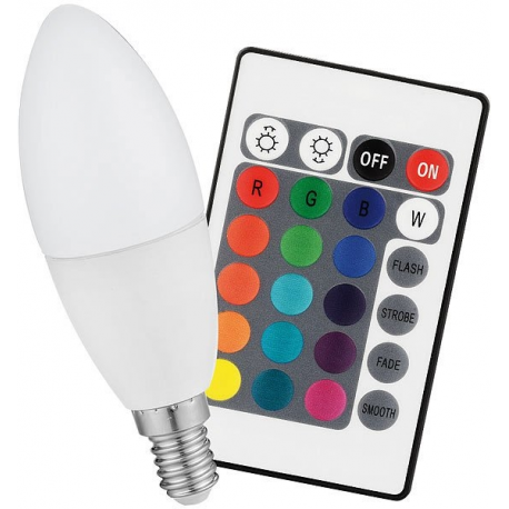 Acheter ampoule bougie à led cob rvb télécommande - 3w - pearl