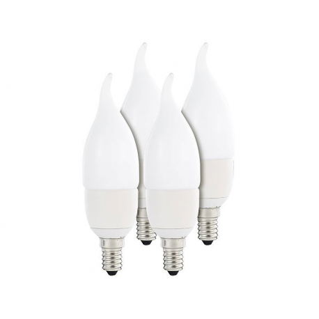 Ampoules led flamme (x4), culot e14, 6w, couleur blanc 470 lm