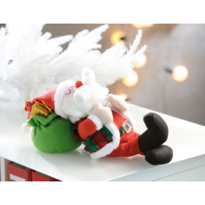 Peluche de père noël qui dort, ronfle et respire : déco noël