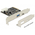 Carte pci express 1x usb c + 1x usb 3.1 10 gb/s delock 89417