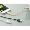 Câble micro usb data transfert, couleur argent, voyant led