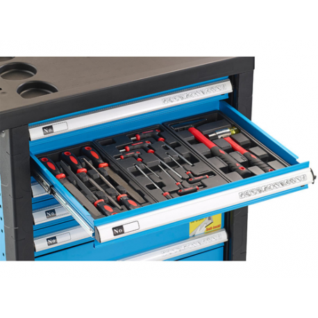 Servante d'atelier à roulette, 7 tiroirs 196 outils