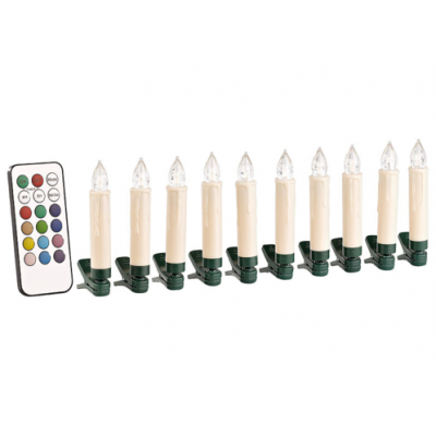 10 bougies de noël à led rvb télécommande infrarouge