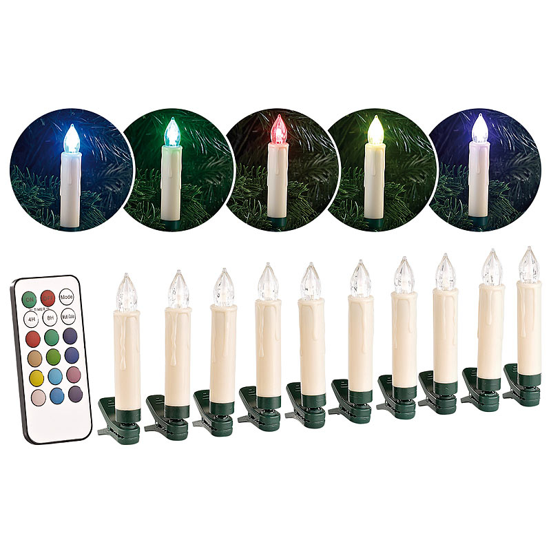 Bougies à LED pour sapin de Noël avec télécommande infrarouge - x30 - rouge